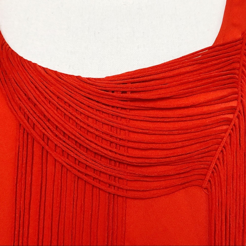 ACE DELIVERY | Red 100% Silk Fringe Tank Top - Picture 8 of 13